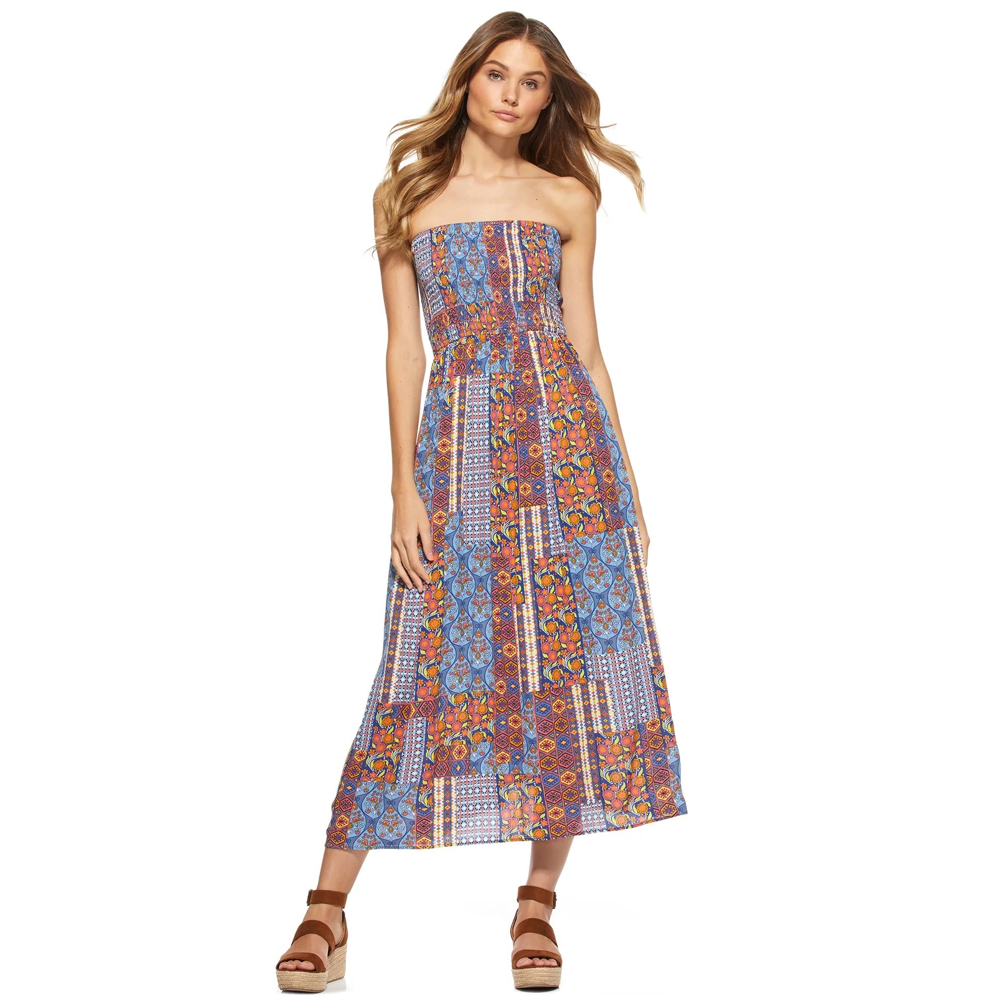 Scoop Women's Strapless Smocked Midi Dress | Walmart (US)