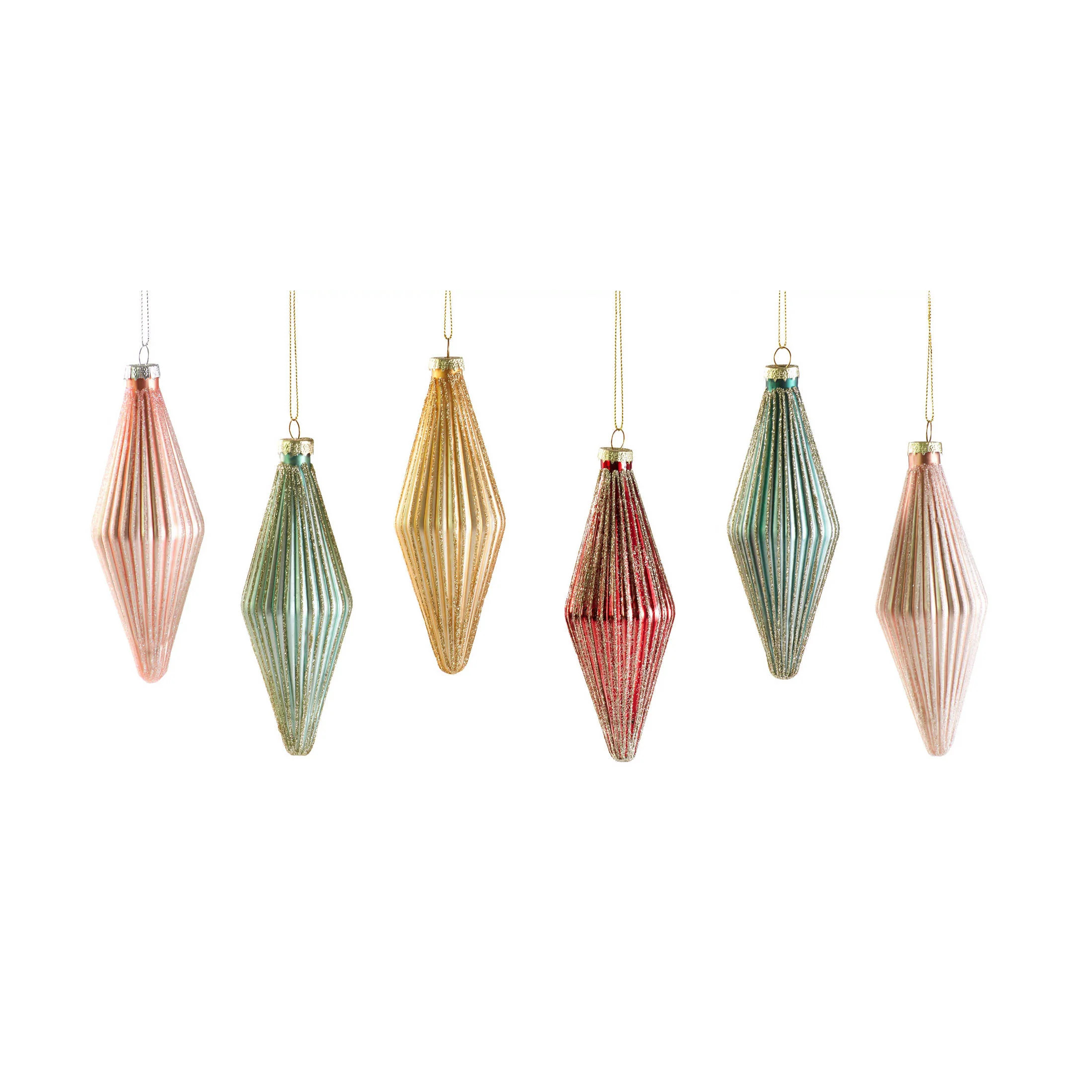 Ribbed Rhombus Ornaments/set Of 6 | Annie Selke