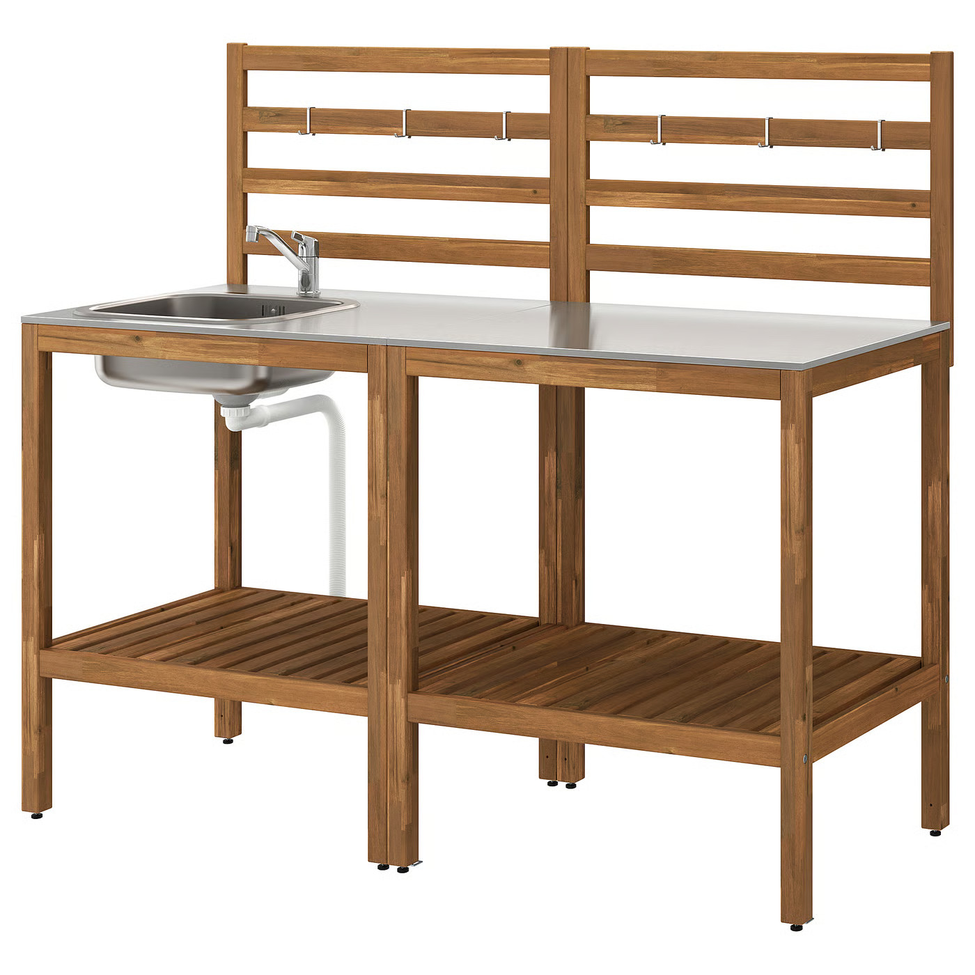 IKEA NÄMMARÖ kitchen with sink unit, outdoor, light brown stained/stainless steel, 63x24 3/8 | IKEA US