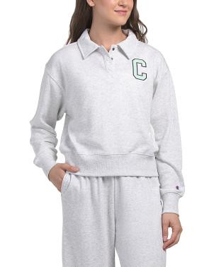 Fleece Collegiate Quarter Snap Button Collar Sweater | Athleisure | TJ Maxx | TJ Maxx