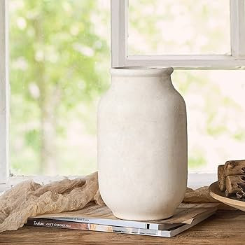 SIDUCAL Rustic Farmhouse Flower Vase | 9.5 Inch Large Ceramic Vase | Pampas Grass Vase | Modern F... | Amazon (US)