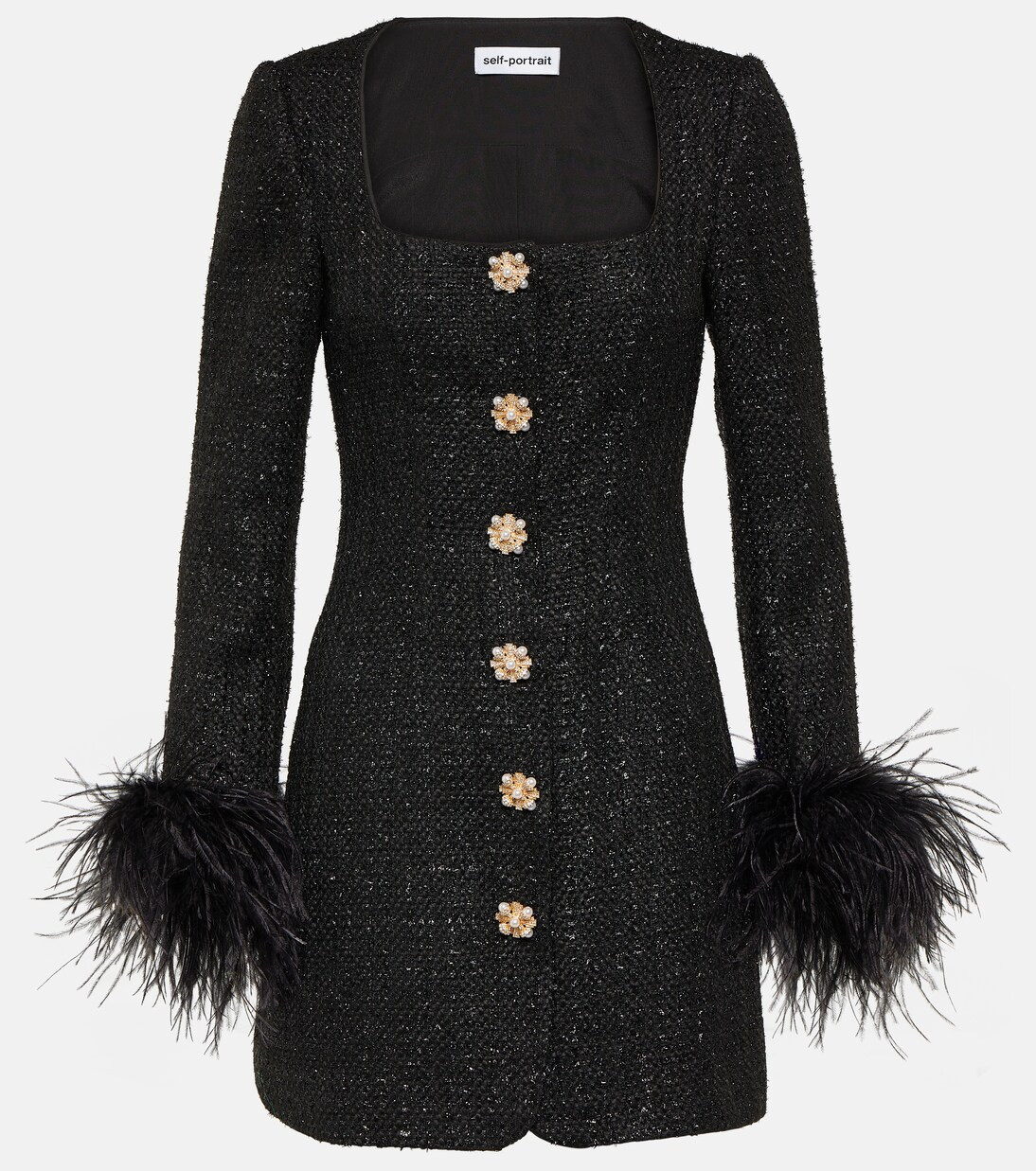 Feather-trimmed bouclé minidress | Mytheresa (US/CA)
