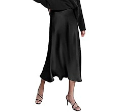 Zeagoo Womens Satin Skirts Casual Silk Midi Skirt High Waisted Long Skirts Zipper Elegant Work Sk... | Amazon (US)