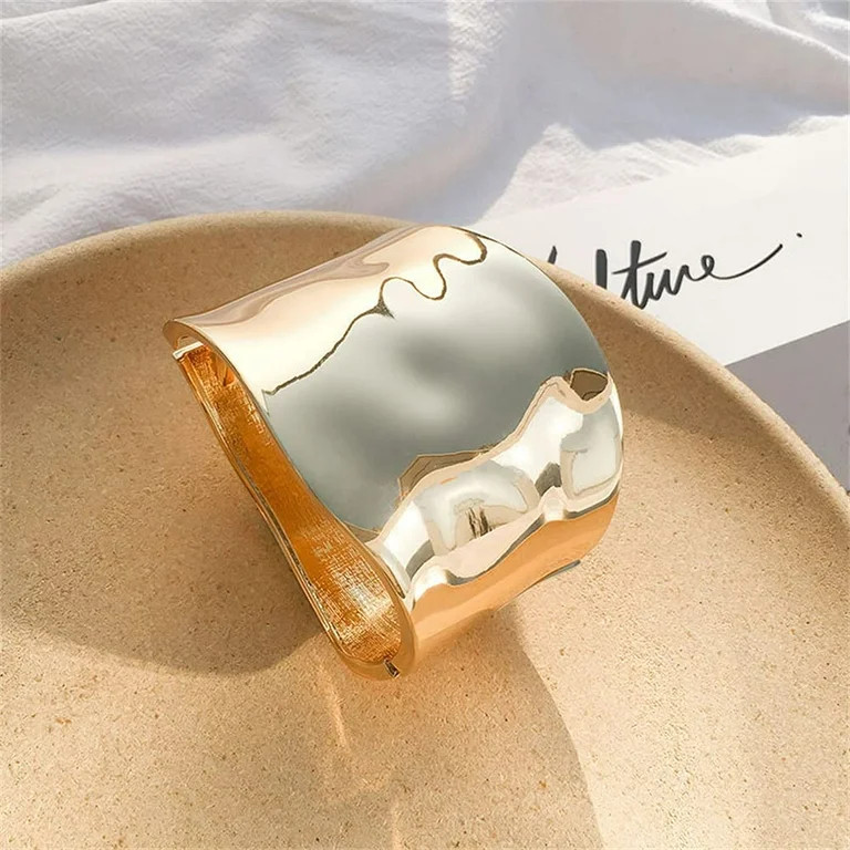 Gold Cuff Bracelets for Women Fashion Chunky Gold Bracelets for Women Hinge Gold Bangle Bracelets... | Walmart (US)