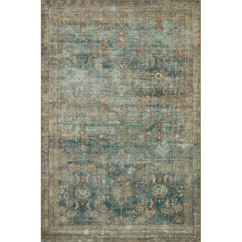 Magnolia Home By Joanna Gaines X Loloi Banks Machine Washable Ocean / Spice Area Rug | Wayfair North America