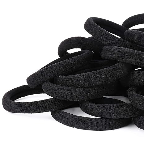50PCS Black Hair Ties for Women, Cotton Seamless Hair Bands, Elastic Ponytail Holders, No Damage ... | Amazon (US)