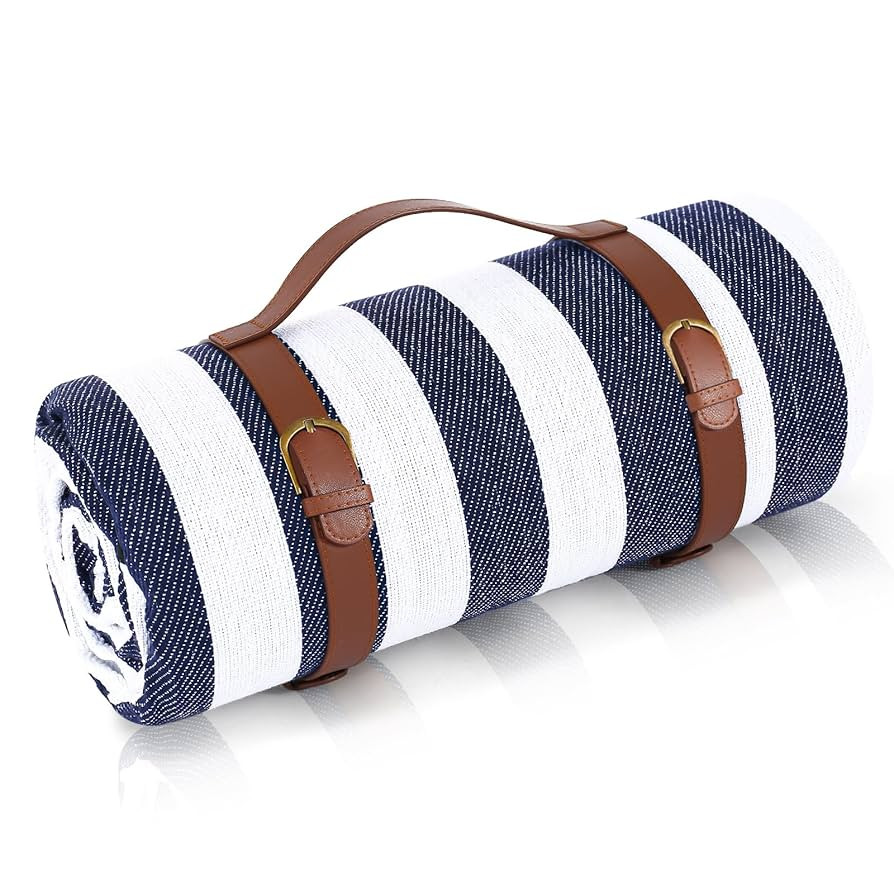 Striped Picnic Blankets 80” x 80” Extra Large Waterproof and Foldable Beach Blanket, Oversize... | Amazon (US)