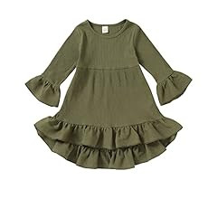 YOUNGER TREE Toddler Baby Girls Fall Clothing Solid Cotton Pit Irregular Skirt Winter Dress Long ... | Amazon (US)