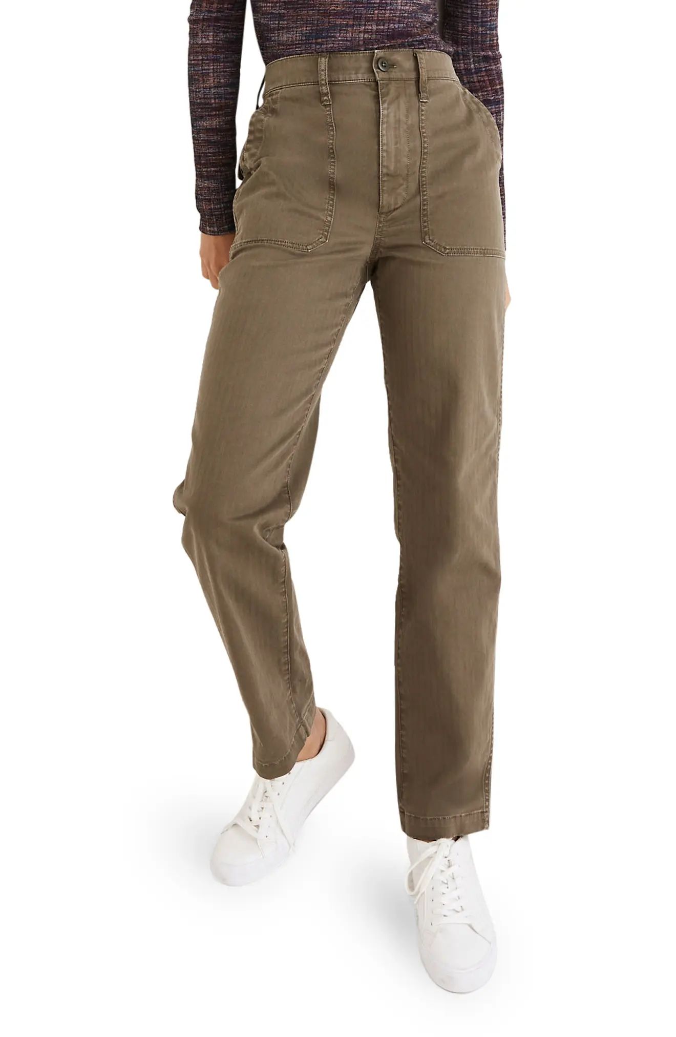 Madewell The Perfect Straight Workwear Pant in Capers at Nordstrom, Size 23 | Nordstrom