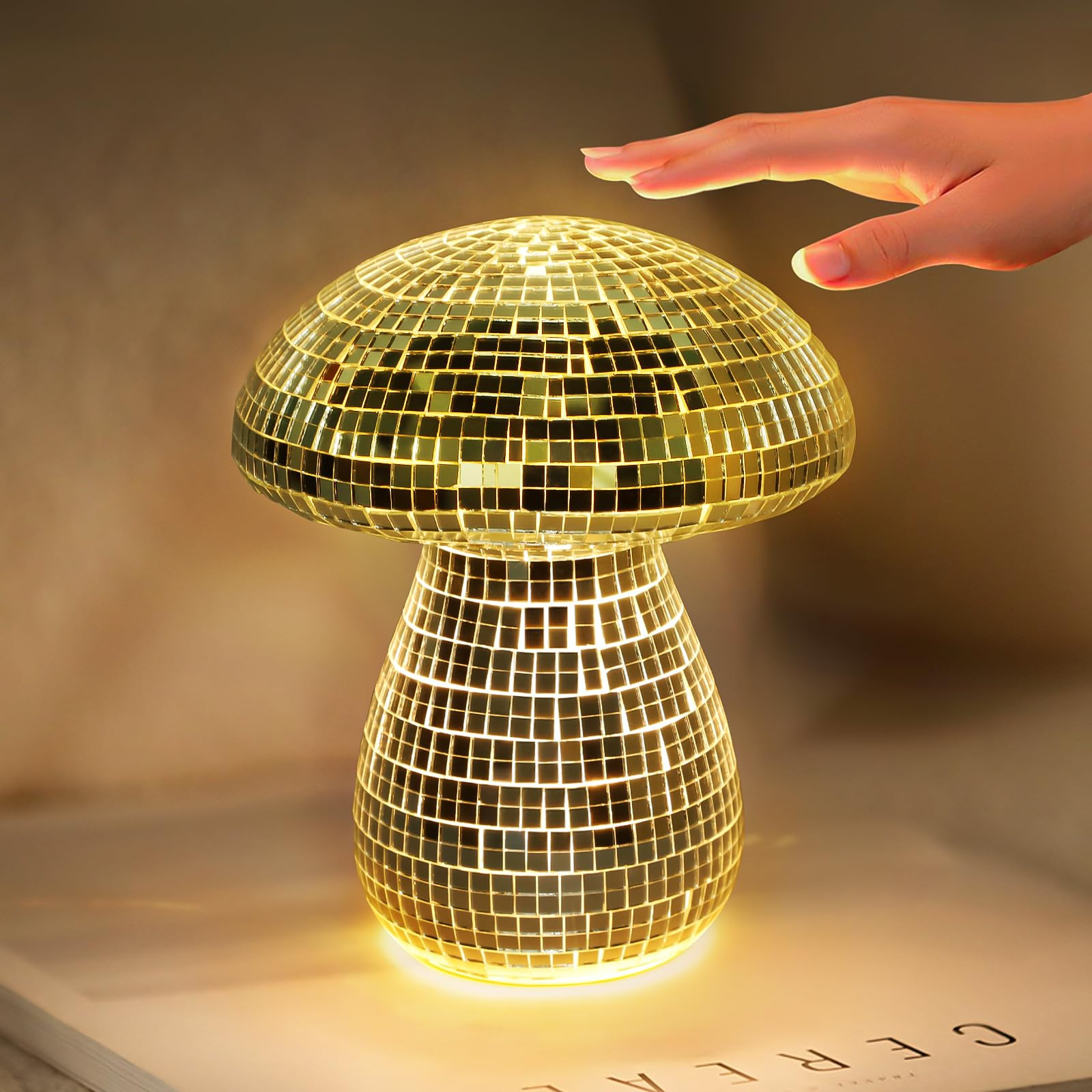 Mushroom Lamp Silver, Rechargeable Mushroom Shaped Lamp Cordless Touch Lamp,7 Colors, 2 Mood Lighting Nightstand Lamp | Amazon (US)