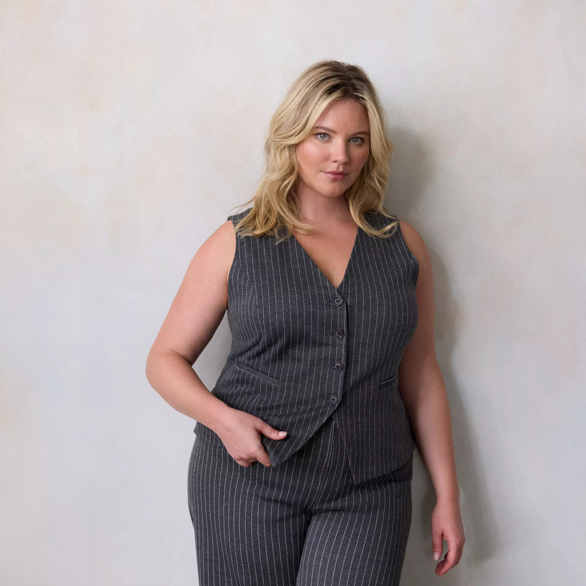 Plus Size LC Lauren Conrad Longline V-Neck Vest | Kohl's