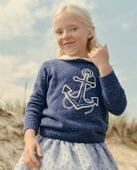 Kids Long Sleeve Embroidered Anchor Sweater - Driftwood Bay - BLUE | Gymboree | Gymboree