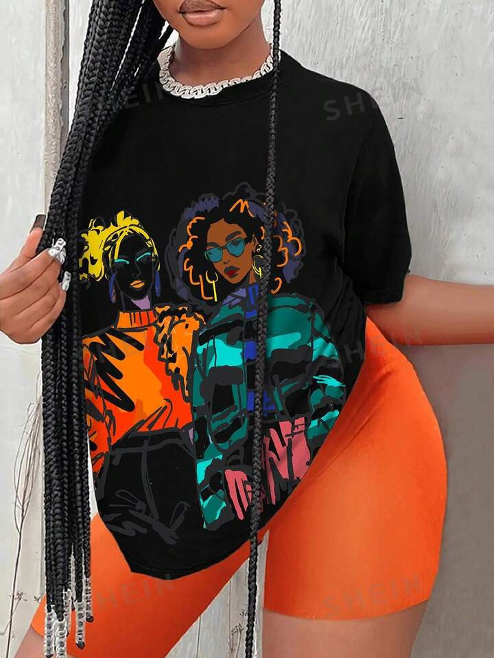 SHEIN Slayr Women'S Plus Size Character Print T-Shirt | SHEIN USA | SHEIN