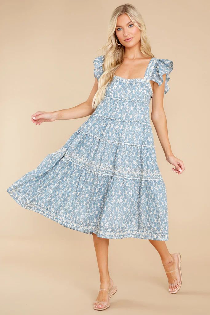 Always Promise Dusty Blue Floral Print Dress | Red Dress 