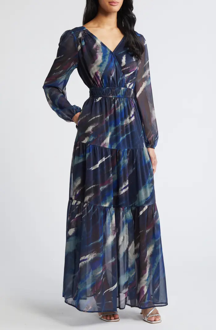 Chelsea28 Print Long Sleeve Chiffon Maxi Dress | Nordstrom | Nordstrom