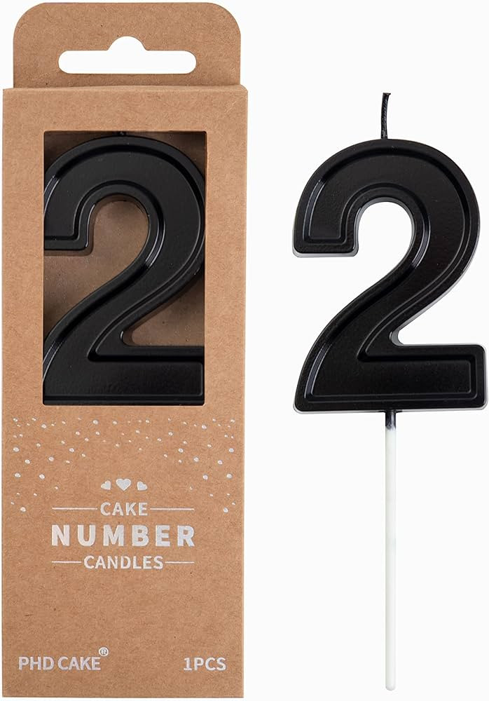 PHD CAKE 2.76 Inch Luxe Black 2 Number Birthday Candles, Black Number Candles, Cake Number Candle... | Amazon (US)