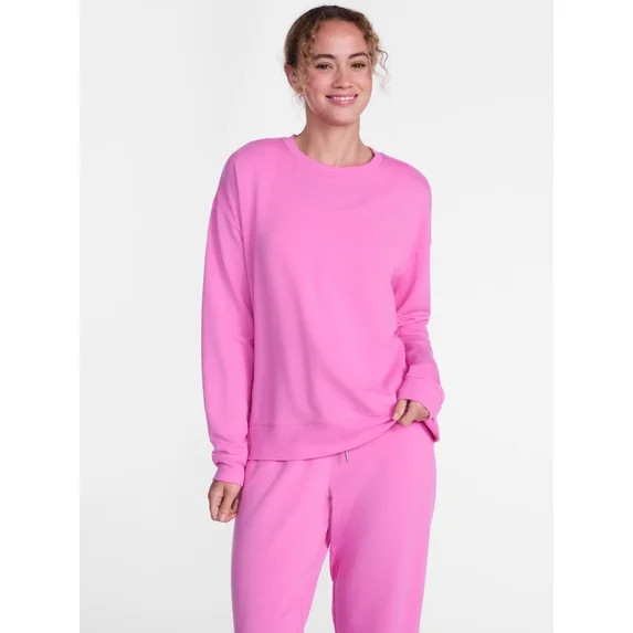 Joyspun Women's Fleece Lounge Sleep Top with Long Sleeves, Sizes XS-3X | Walmart (US)