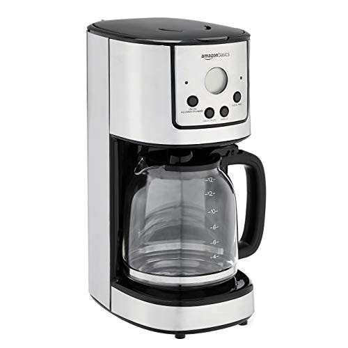 Amazon Basics Programmable Coffeemaker with Carafe and Reusable Filter, Stainless Steel, 12 Cups, Black | Amazon (US)