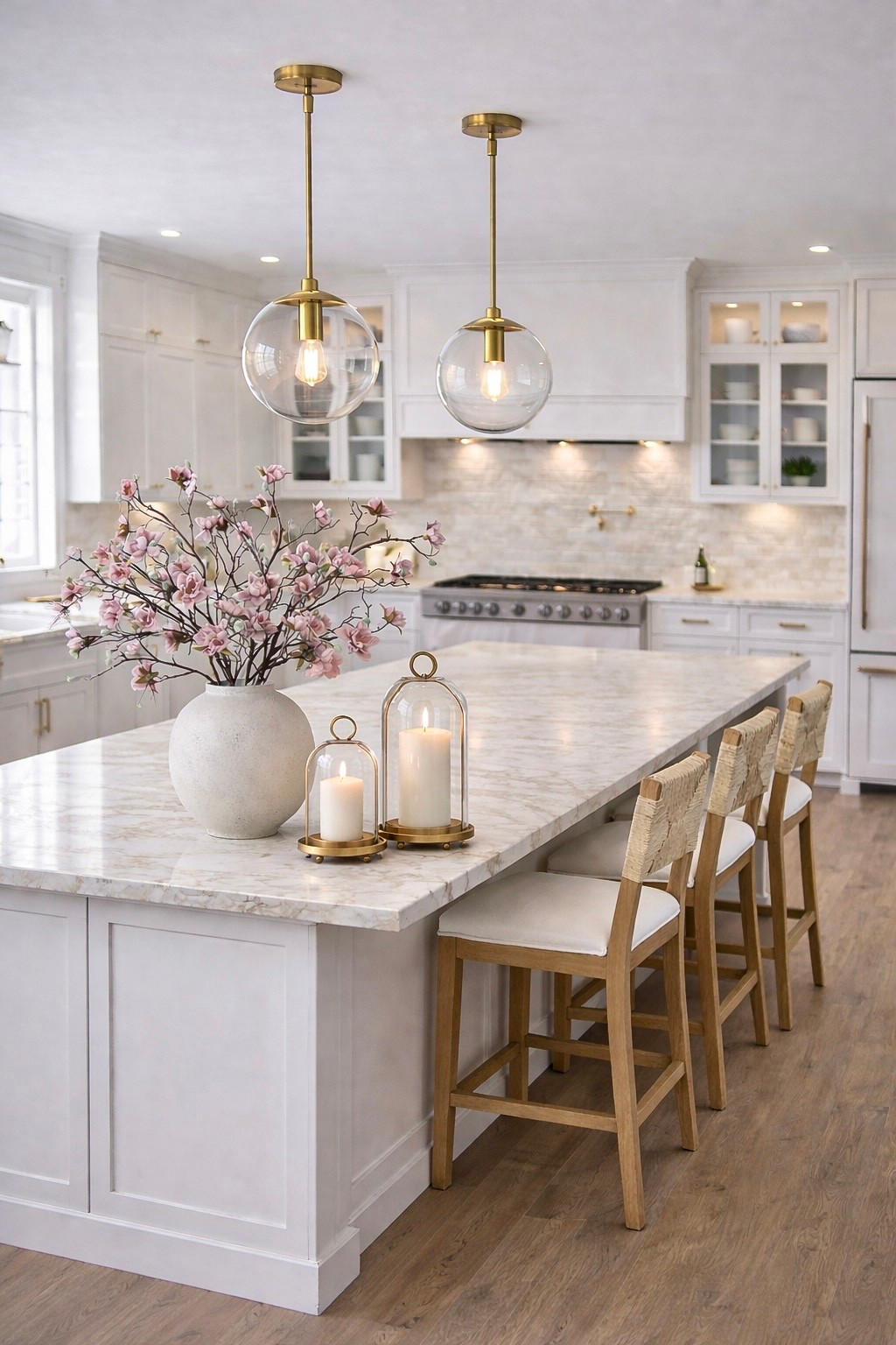 Amazon Kitchen Finds. Follow @farmtotablecreations on Instagram for more neutral home inspiration 🤍

If you love a bright, timeless kitchen, these Amazon finds create that high-end designer look without the designer price tag. From the warm wood counter stools and classic glass globe pendants to the marble-look island decor and soft spring stems, each piece adds warmth, texture, and a clean, polished feel. Simple, elevated items that make your kitchen feel styled, inviting, and effortlessly beautiful every day.

#kitchen #kitchenisland #counterstools #barstools #pendantlights #kitchendecor #islanddecor #homedecor #amazonhome #amazonfinds #kitchenlighting #neutraldecor #marbledecor #glasspendant #kitchenstyling #homefinds

#LTKHome #LTKSaleAlert