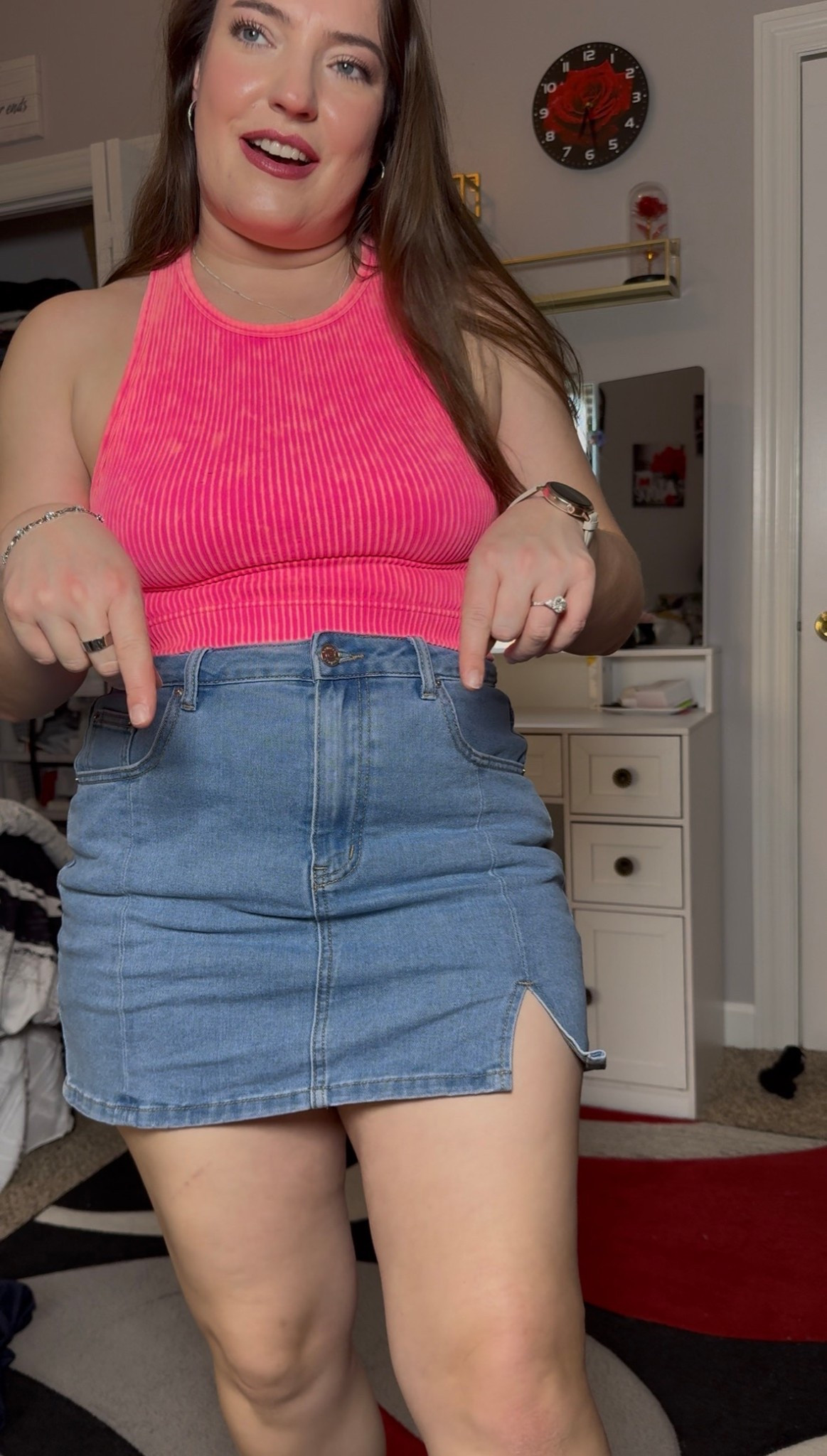 Loving this skirt!! It is high waisted and feels so nice and comfortable!! Wearing my tts and it fits perfectly! 

#LTKmomlife #LTKootd #LTKMidsize