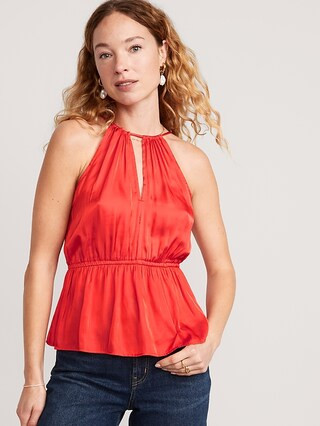 Satin Halter Peplum Blouse for Women | Old Navy (US)