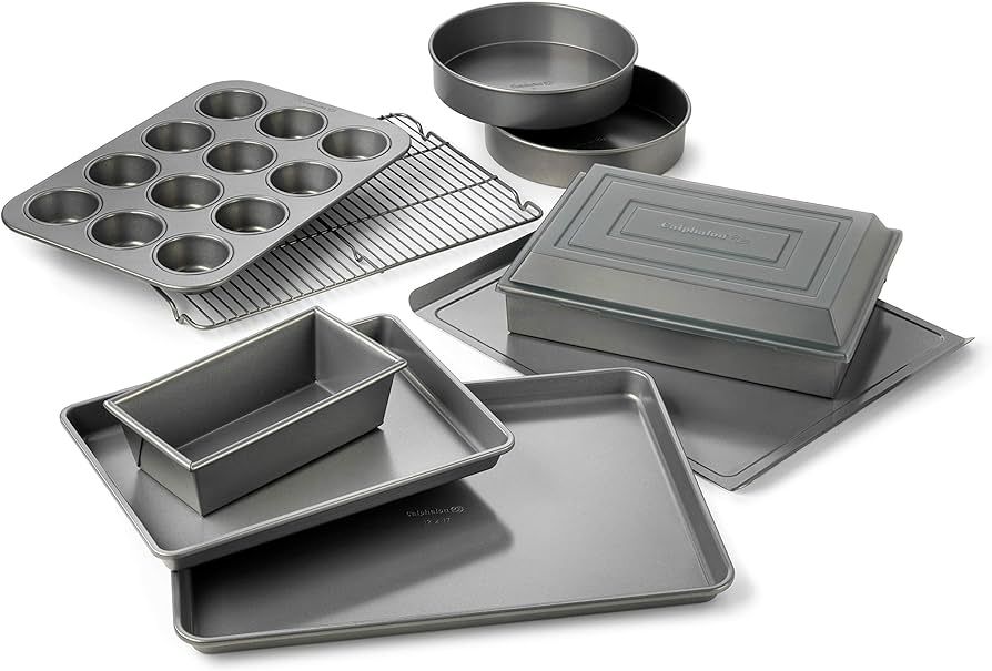 Calphalon Nonstick Bakeware Set, 10-Piece Set Includes Baking Sheet, Cookie Sheet, Cake Pans, Muf... | Amazon (US)