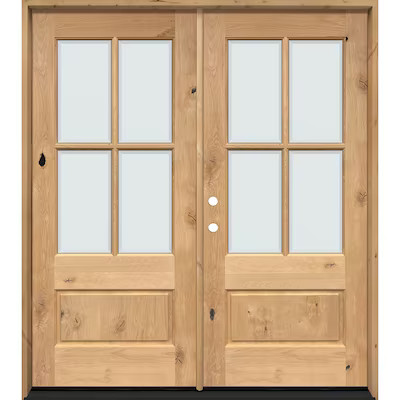 Greatview Doors Greatview Doors Knotty Alder Unfinished 4-Lite Double Door Pre-Hung 5-0x6-8 Right... | Lowe's