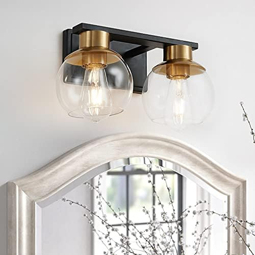 PAZALA Black and Gold Vanity Lights for Bathroom Mid Century Modern Wall Light Fixtures Over Mirr... | Amazon (US)