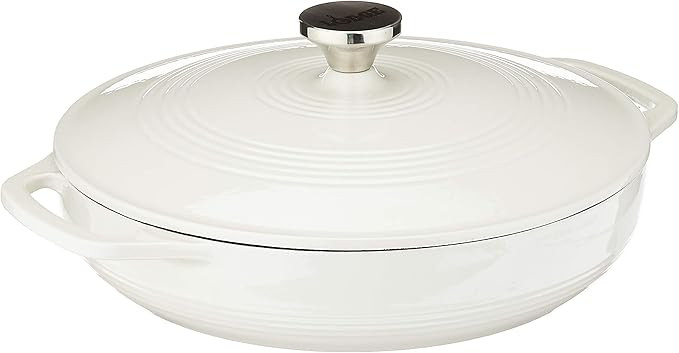 Lodge 3.6 Quart Enameled Cast Iron Round Casserole With Lid– Dual Handles – Oven Safe up to 5... | Amazon (US)