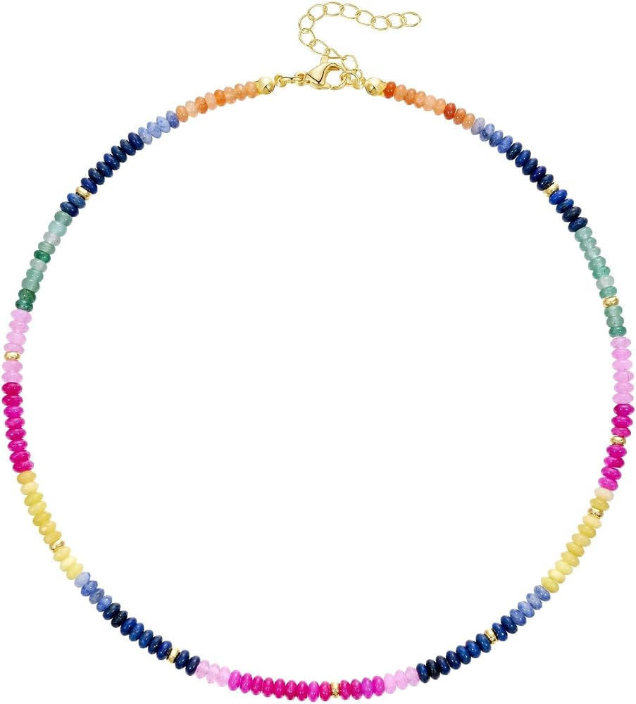 KELORIS PATH Beaded Necklace for Women, Colorful Gemstone Boho Bead Choker for Beach, Trendy Summ... | Amazon (US)