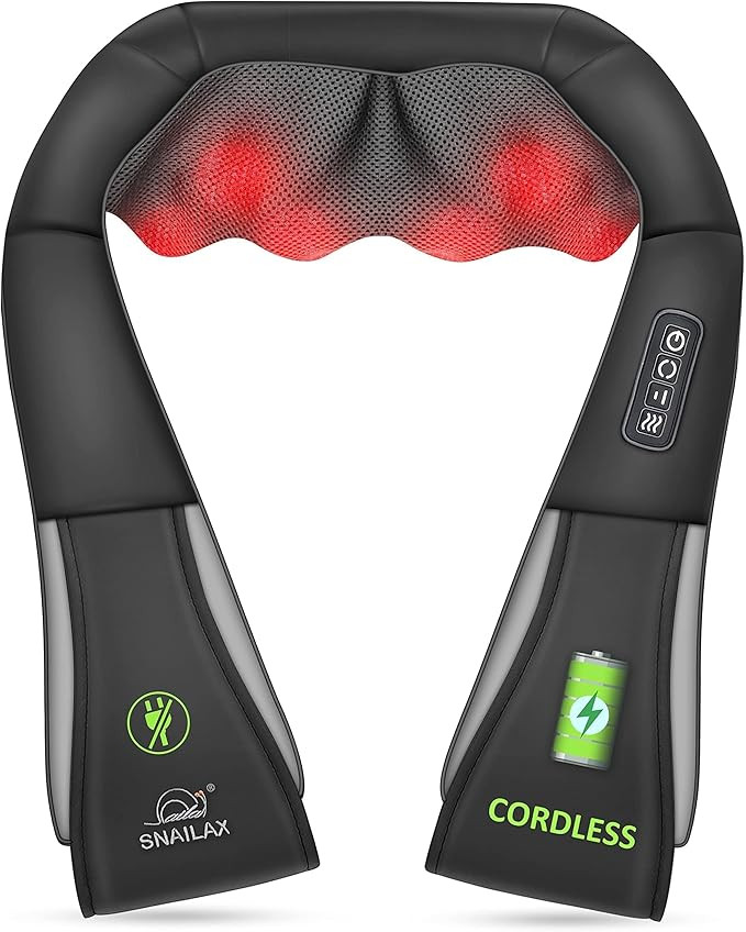 Snailax Cordless Massager - Shiatsu Neck and Shoulder Massager with Heat, Portable, Lumbar, Back ... | Amazon (US)