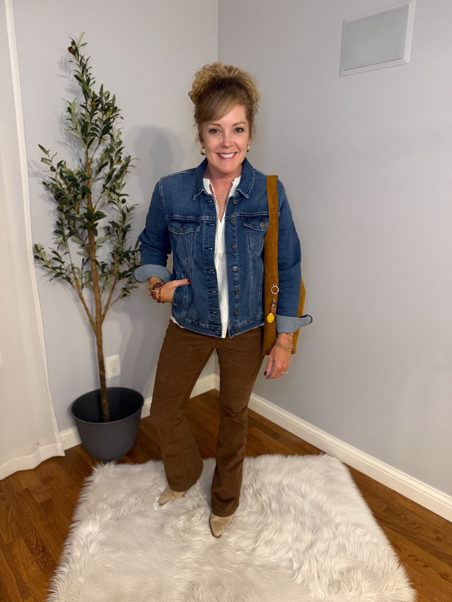 Walmart denim jacket / date night outfit / workwear / work outfit / fall outfit / fall fashion 

Denim jacket- size small
Eyelet top- size small
Corduroy pants- size 4, tts 
Boots- size 8, tts 

#LTKOver40 #LTKFindsUnder50 #LTKStyleTip