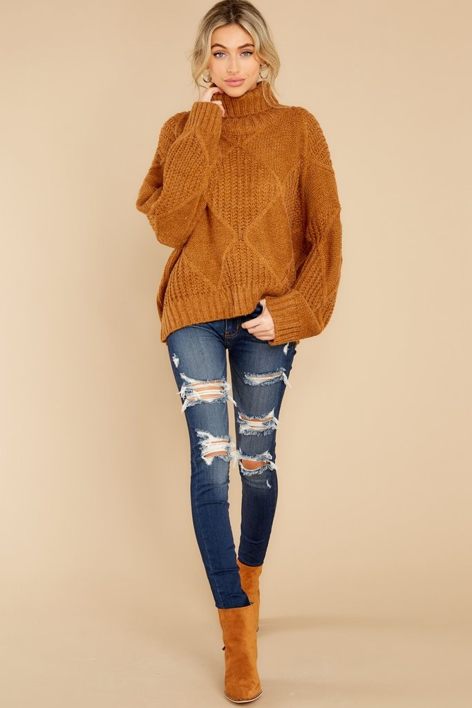 Mountain Top View Dark Mustard Sweater | Red Dress 