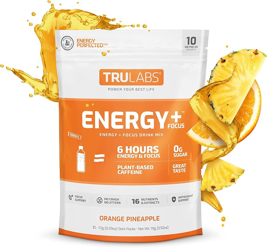 TruLabs Endurance, Energy + Focus, Powdered Drink Mix, Orange Pineapple (10ct) | Amazon (US)