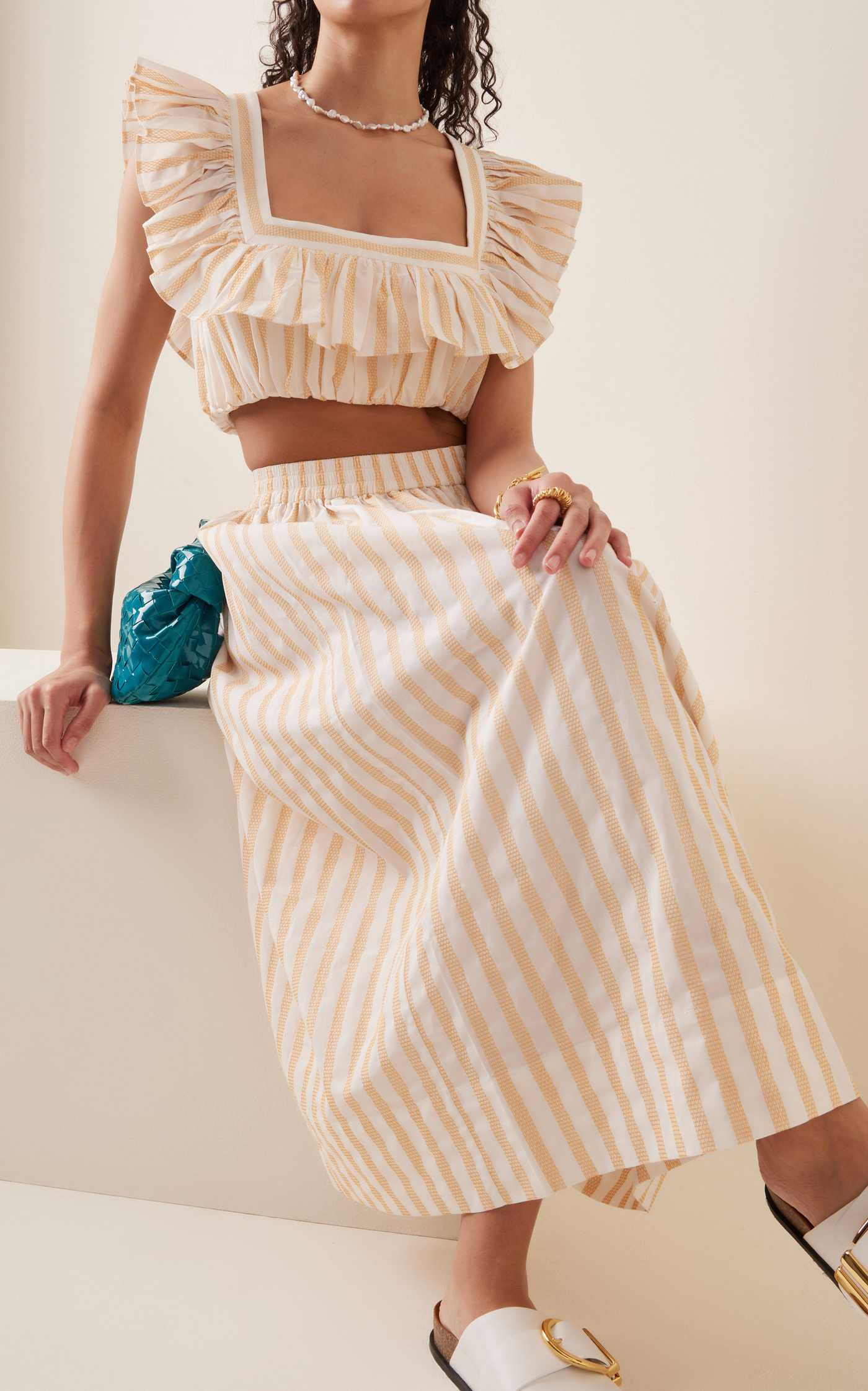 Maxwell Ruffled Striped Cotton Crop Top | Moda Operandi (Global)