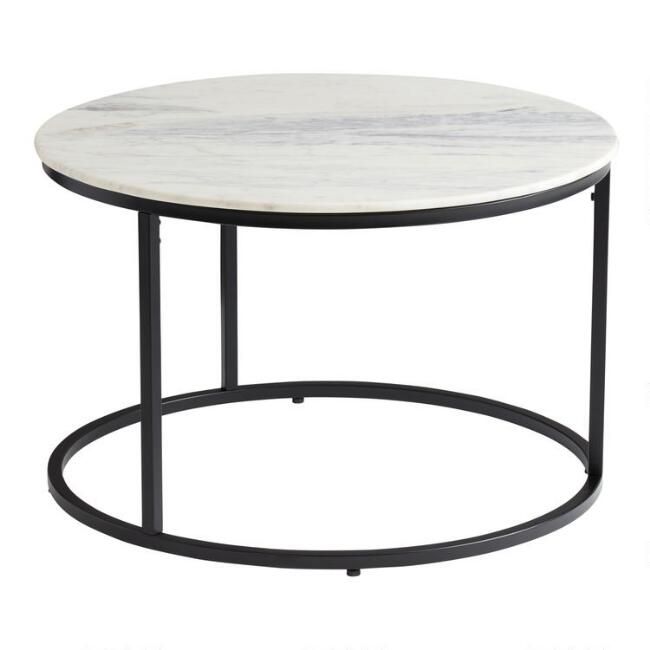 Round White Marble and Metal Milan Coffee Table | World Market