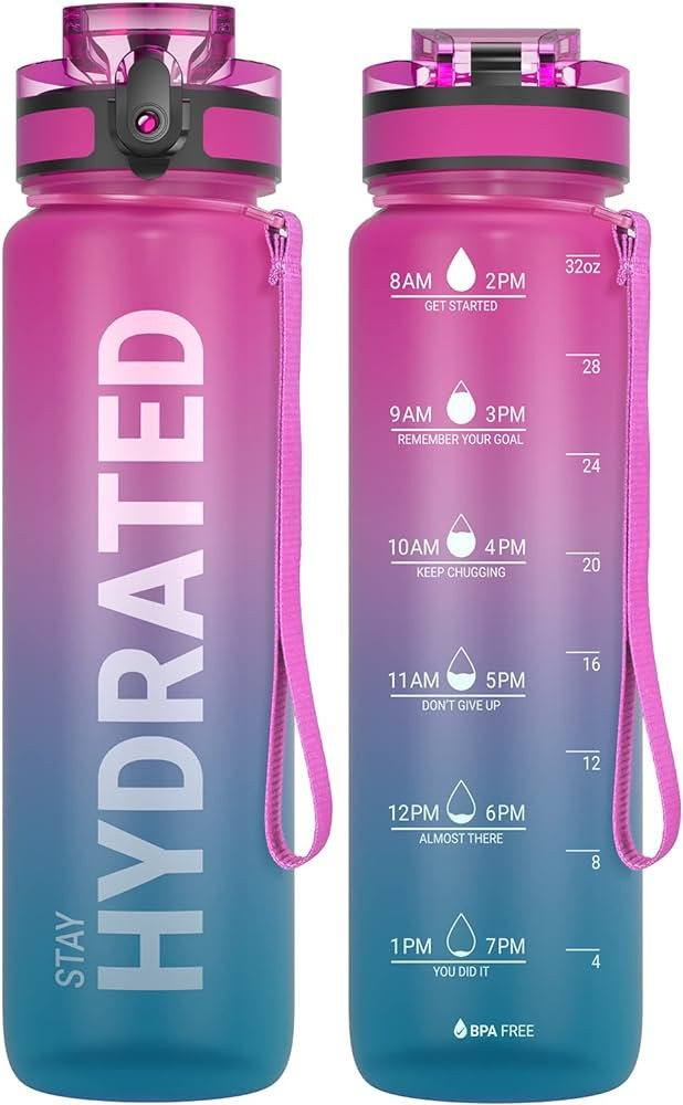 Sahara Sailor Water Bottles, 32oz Motivational Sports Water Bottle with Time Marker - Times to Dr... | Amazon (US)