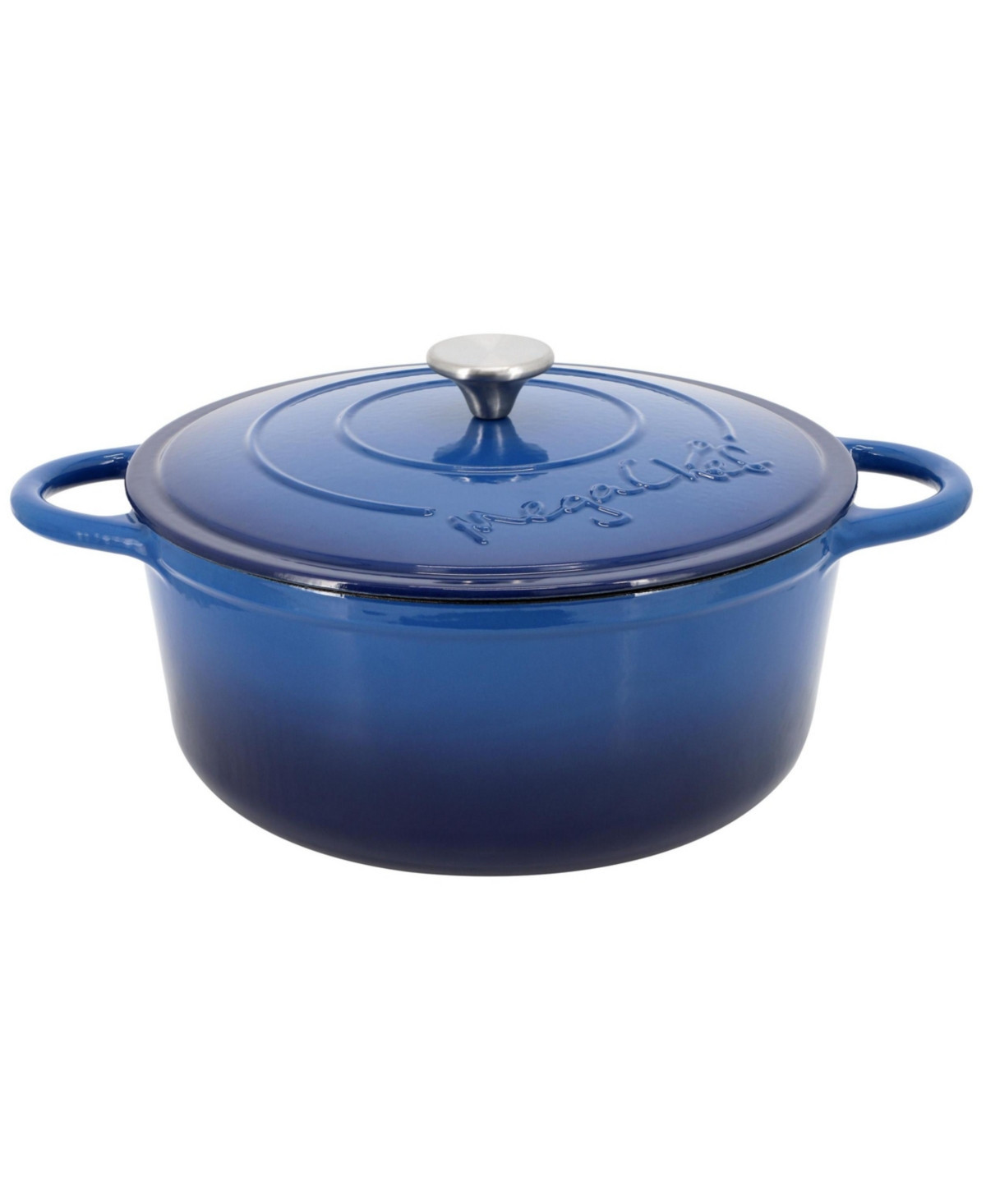 MegaChef 6.35 Quart Round Enameled Cast Iron Dutch Oven with Self Basting Lid - Dark blue | Macy's