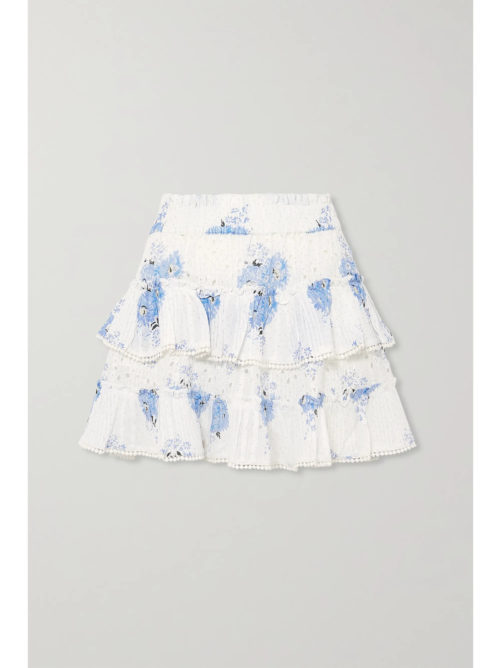 Bliss tiered printed broderie anglaise cotton-voile mini skirt | NET-A-PORTER (US)