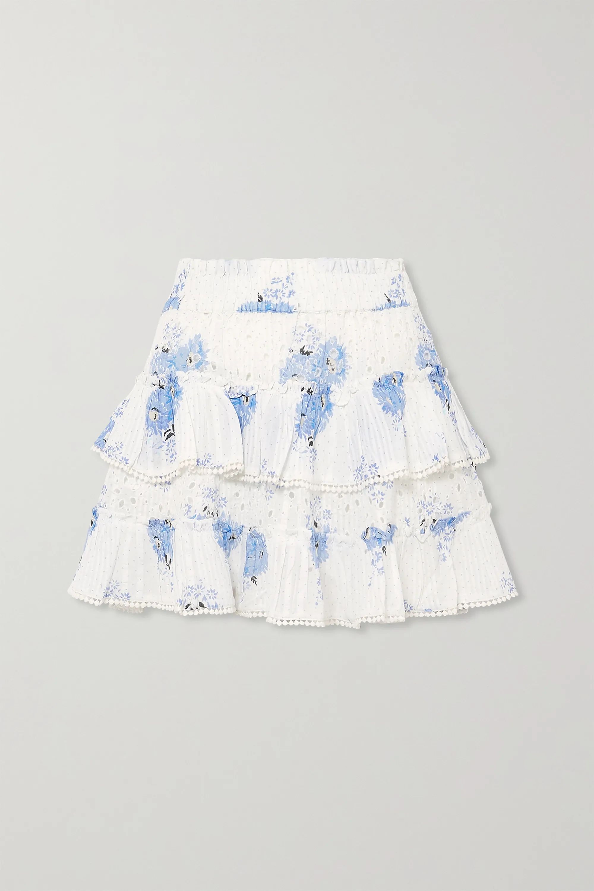 Bliss tiered printed broderie anglaise cotton-voile mini skirt | NET-A-PORTER (US)