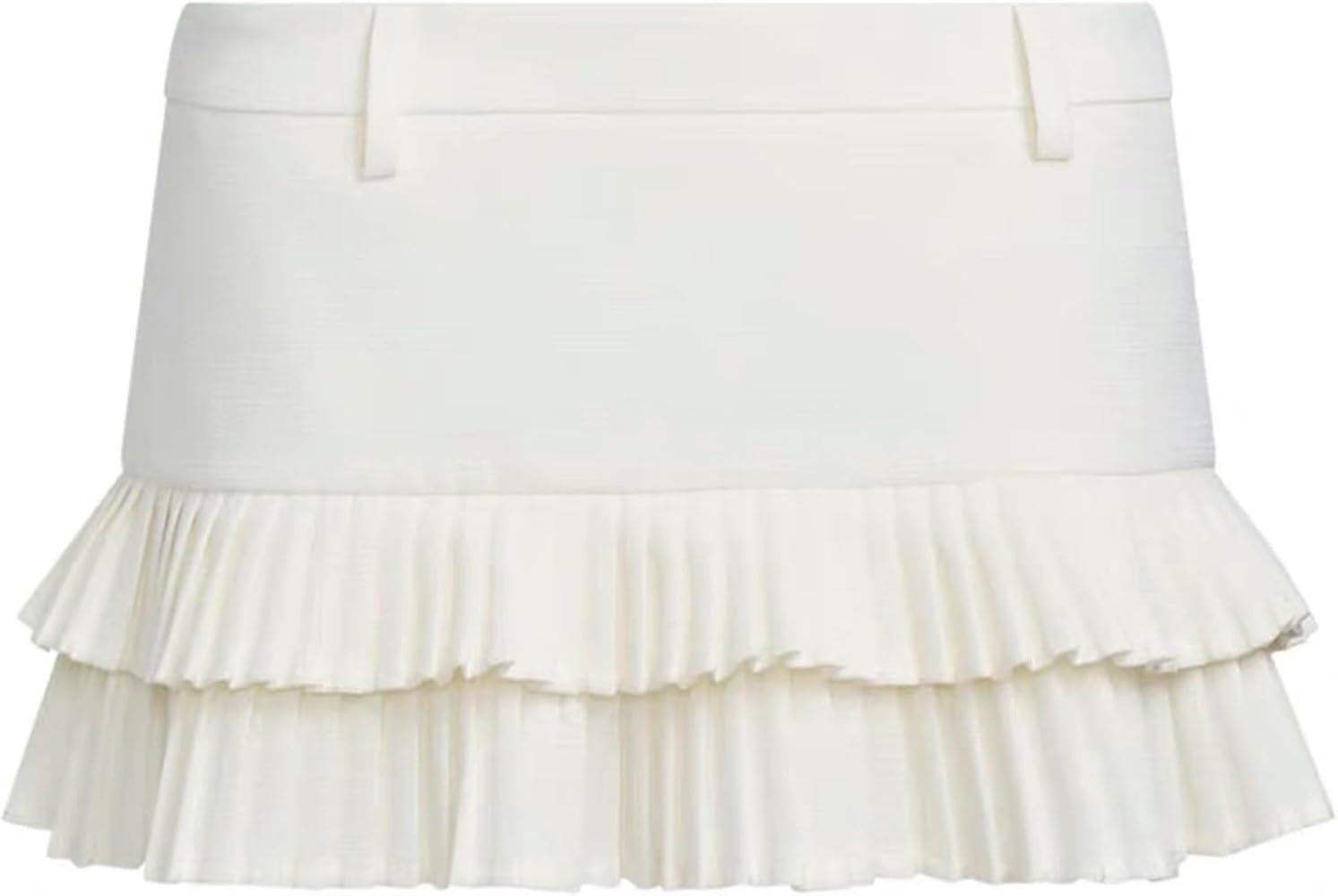 Pleated Skirts for Women Double Ruffle Mini Skirt Low Rise Sexy Pleated Skort for Going Out and L... | Amazon (US)