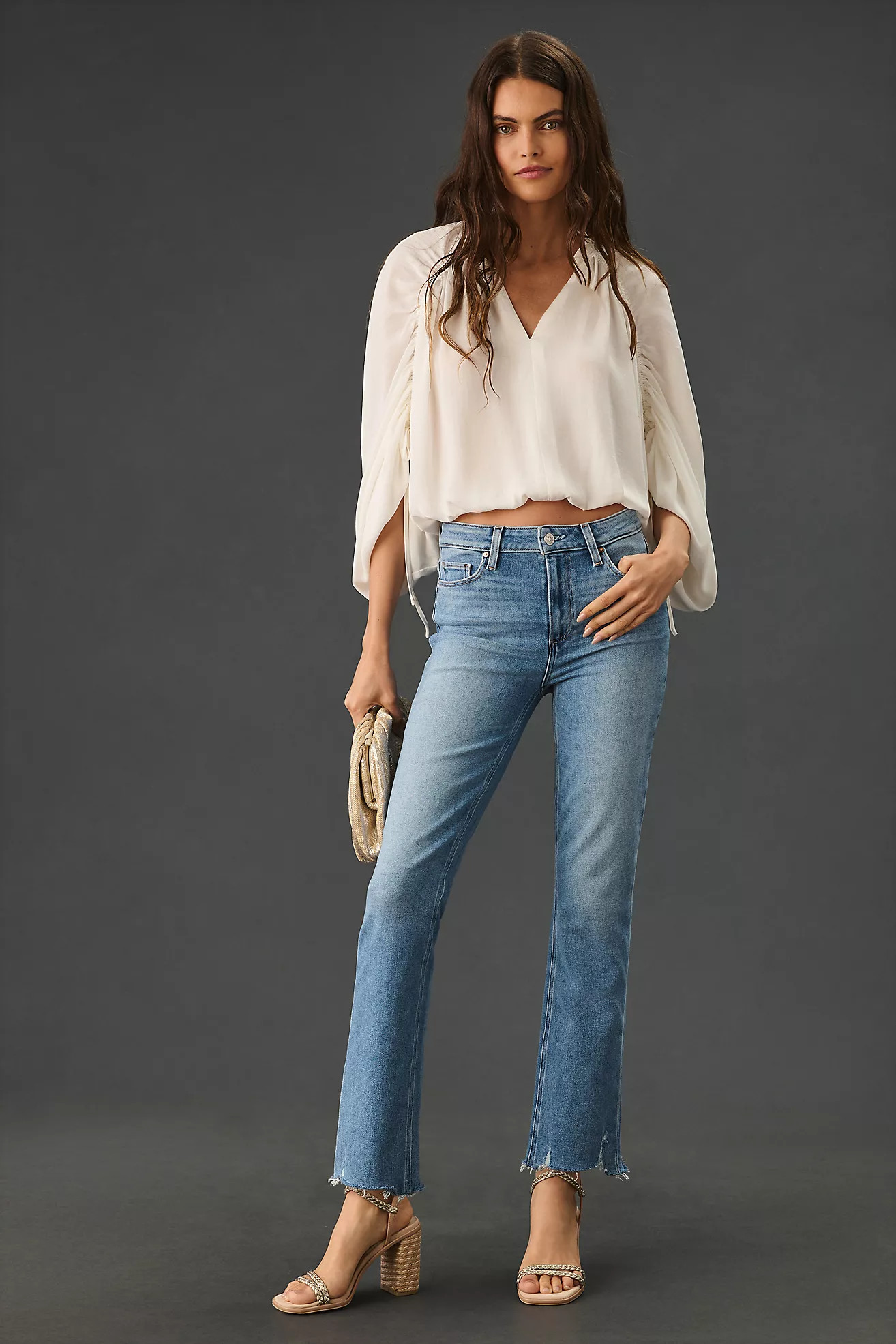 Paige Cindy High-Rise Raw Hem Straight Leg Jeans | Anthropologie (US)