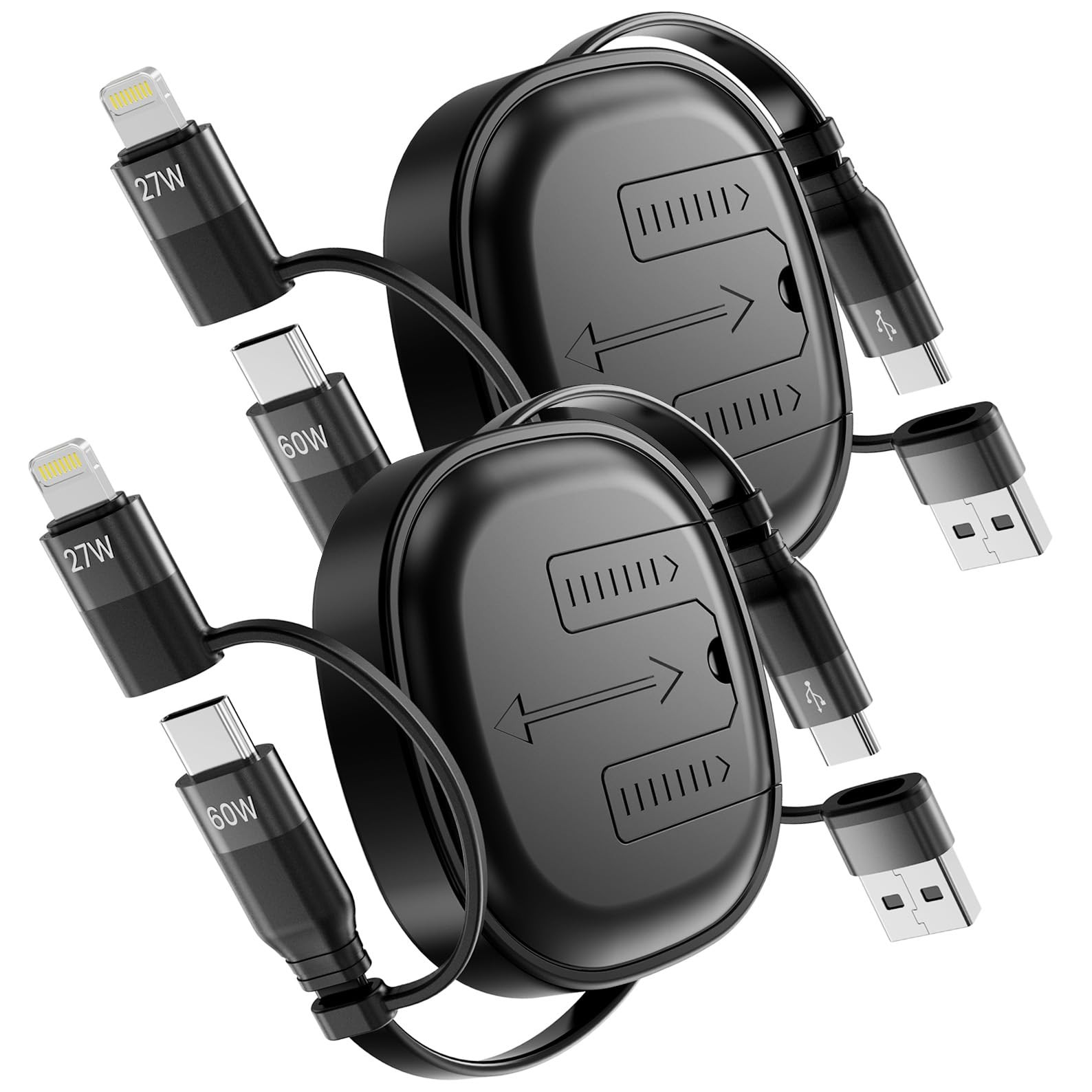 Multi Charging Cable, 2Pack 5 in 1 Retractable Lightning Charger Cable 60W Fast Charging & Data Sync, Multiple Charging Cord Multi Car Charger for iPhone 16/15/14/13, iPad, Samsung S24 S23, Tablets | Amazon (US)