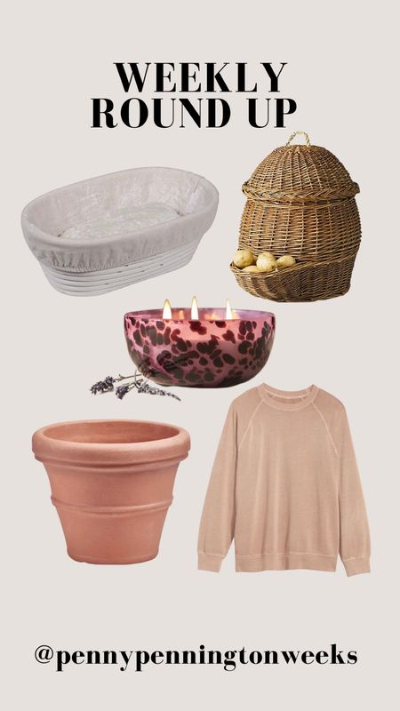 I’m sharing my weekly favs—most liked links and top sellers. Items I love and you’ll love for your kitchen, home and garden.

This week’s top 5 includes my go to sweatshirt, my new favorite candle, the perfect resin planter, one of our most used sourdough baking tools and the perfect basket for storing potatoes.

#LTKhome #LTKstyletip #LTKFind