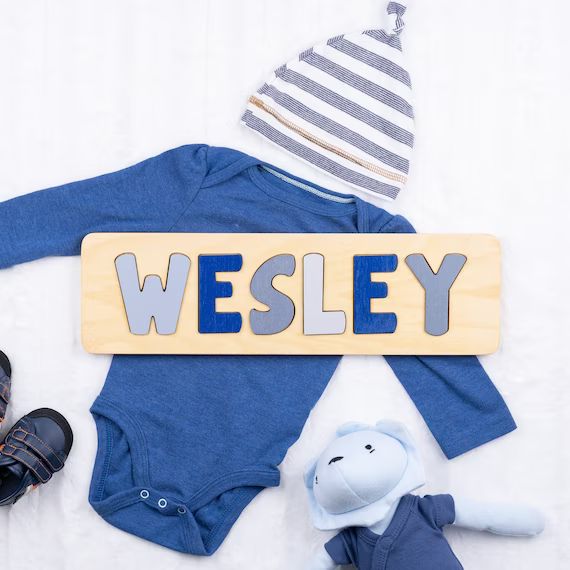 Wooden Name Puzzle Gift for Boy Baby's First First - Etsy | Etsy (US)