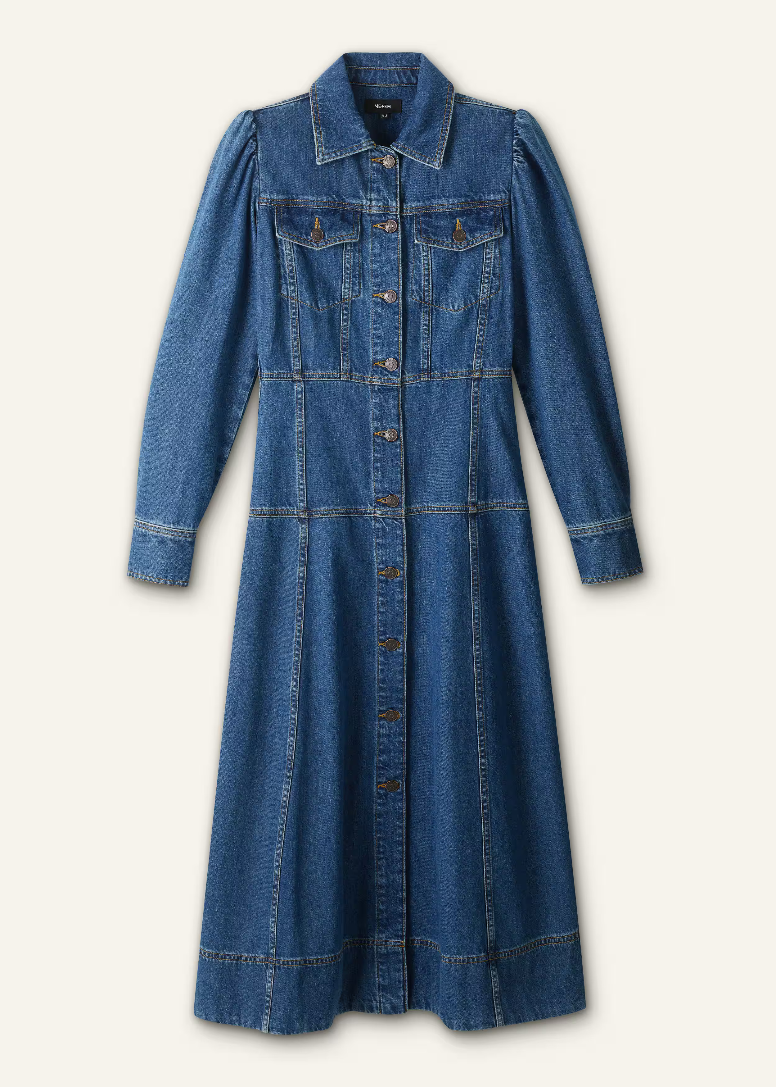 Fit + Flare Midi Dress Midweight Denim | ME+EM US