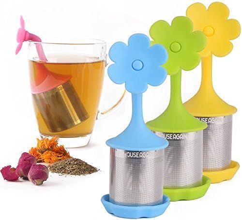 House Again 4-pack Extra Fine Mesh Tea Infuser with Drip Tray - 18/8 Stainless Steel Fine Mesh Tea C | Amazon (US)