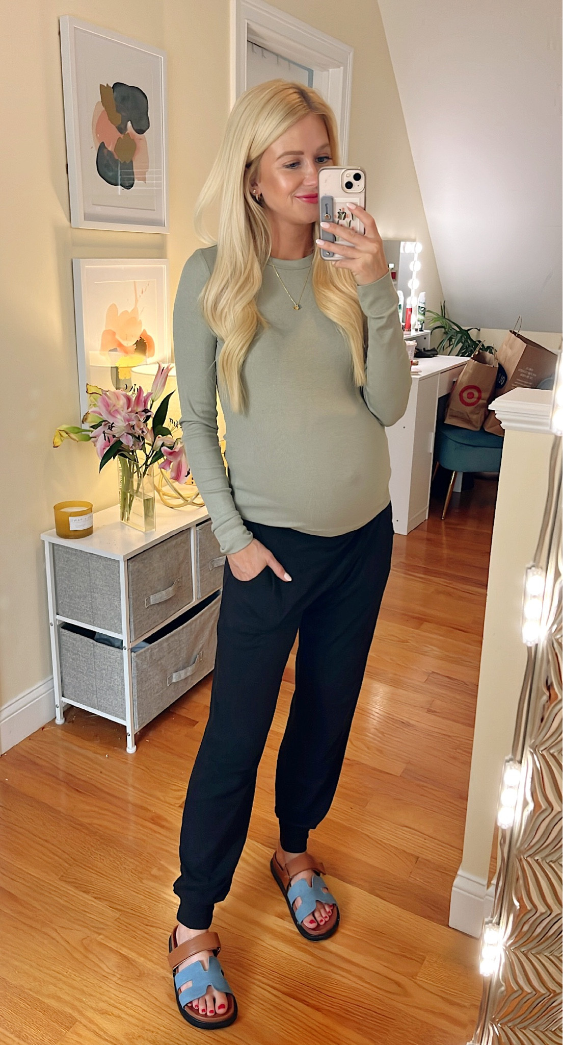 Comfy pregnancy ootd! I’ve lived in these joggers through my whole pregnancy and swear by them. 

#LTKbump #LTKsalealert #LTKunder50