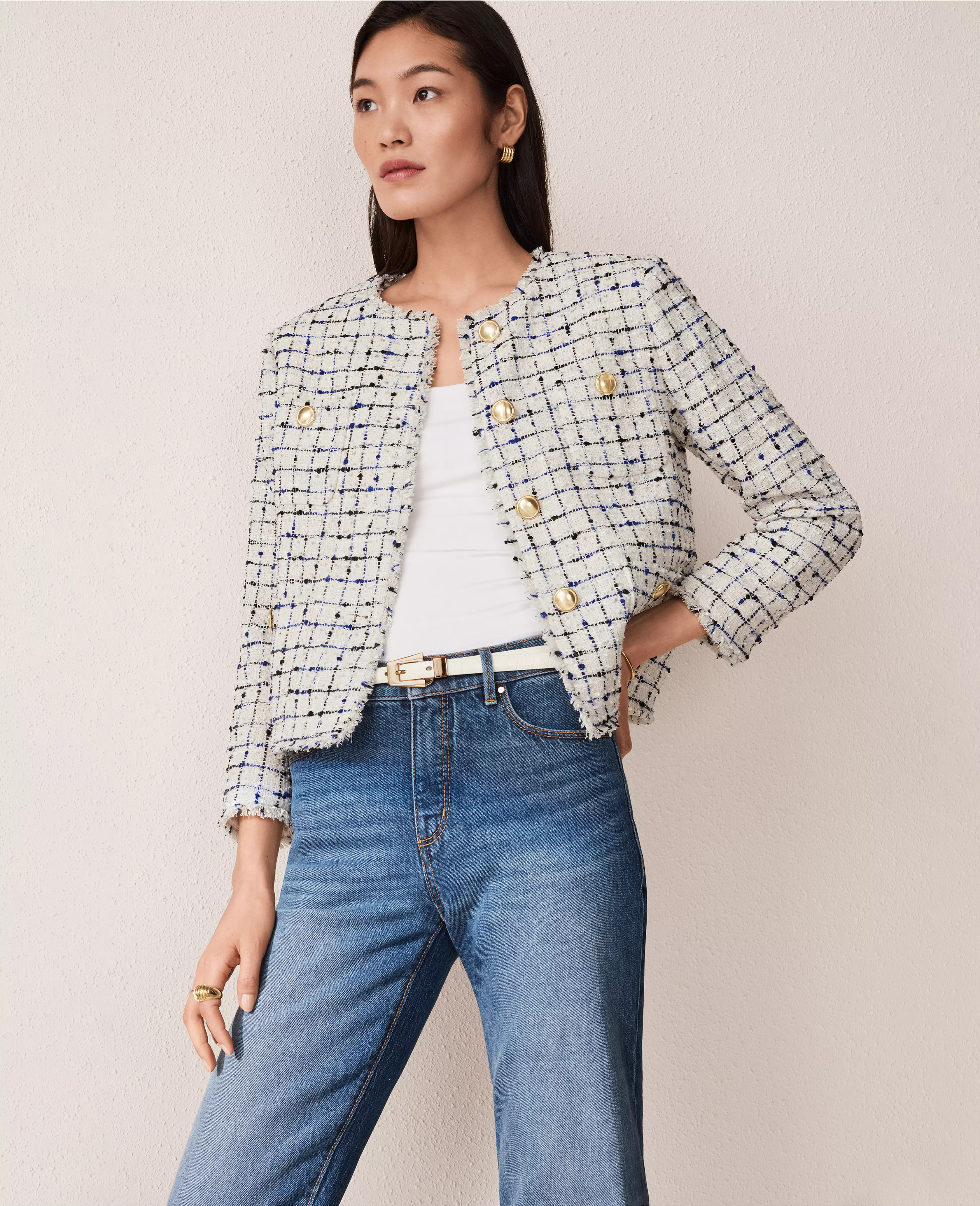 The Short Patch Pocket Jacket in Confetti Fringe Tweed | Ann Taylor (US)