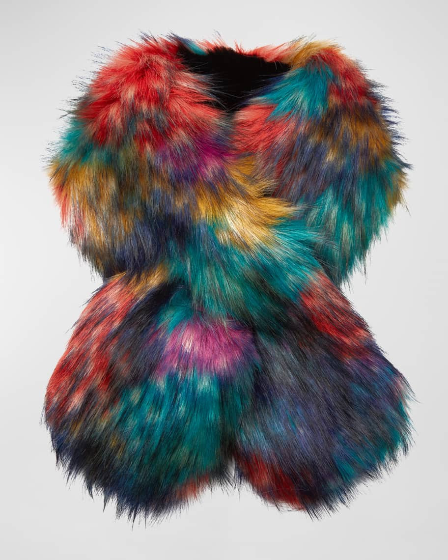 Multi-Color Faux Fur Pull-Through Scarf | Neiman Marcus